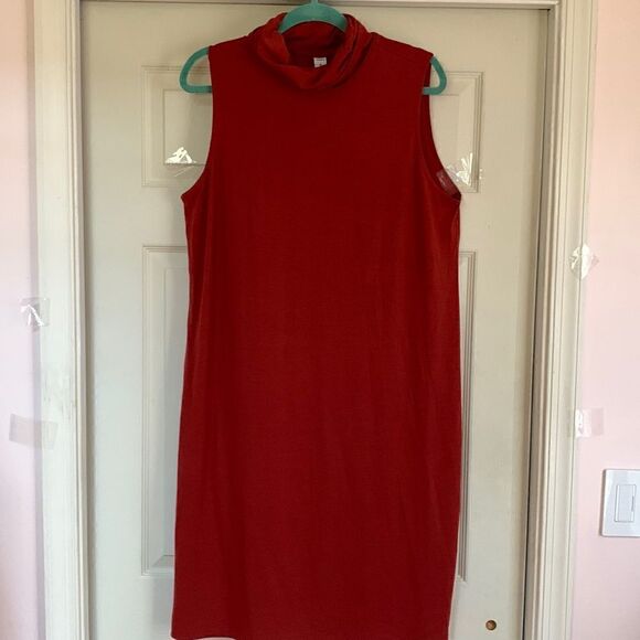 Women’s Old Navy Sleeveless Turtleneck Dress Size XL  Burnt Orange - Picture 1 of 13